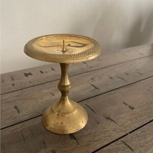 Brass Pedestal Candle Holder - Gold Finish